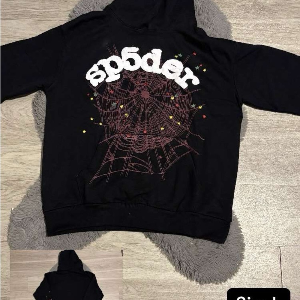 Black Hoodie with Spider Web Design